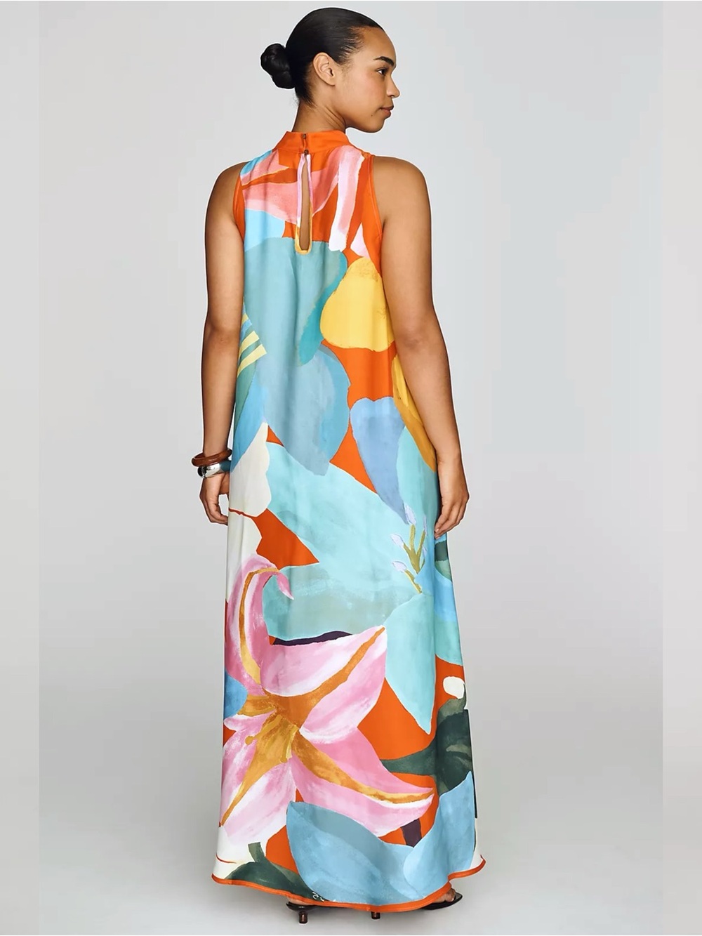 FARM RIO x ANTHROPOLOGIE Halter High Neck Long Floral Maxi Dress SMALL NWT - Picture 6 of 10
